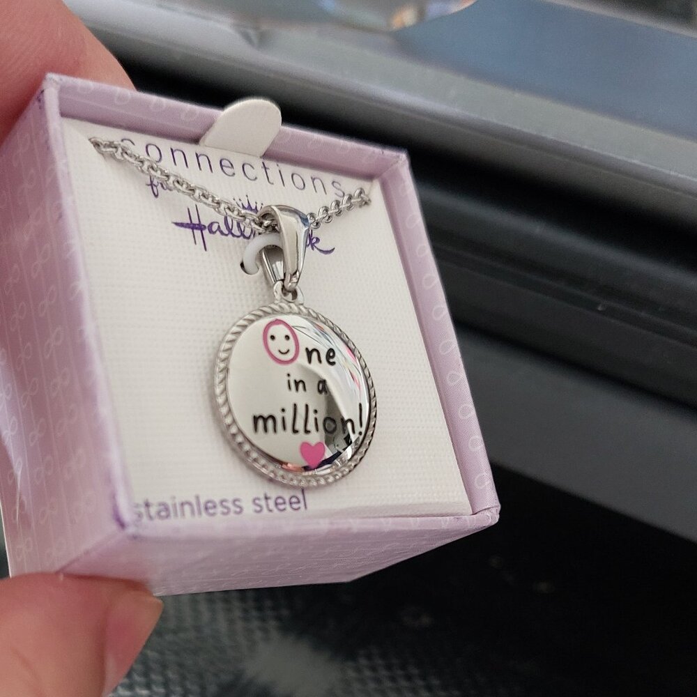 Connections From Hallmark One In A Million Stainless Steel Round Pendant Silver